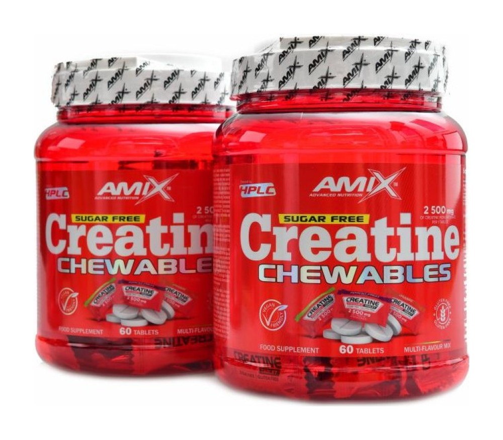Creatine monohydrate 2500mg chewable tabs zero sugar 2 x 60 tablet multiflavour
