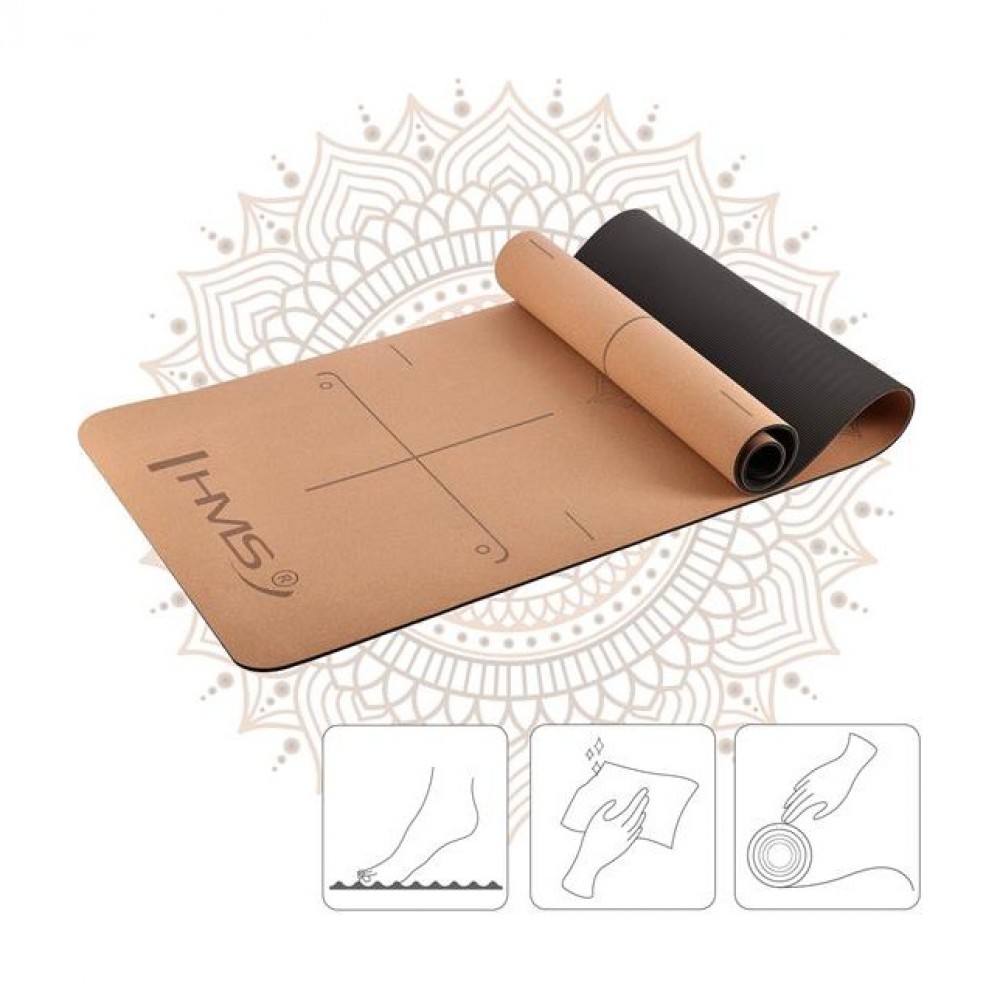 Korková sada na jógu - podložka YM11, jóga blok KJ02 a popruh SJ02