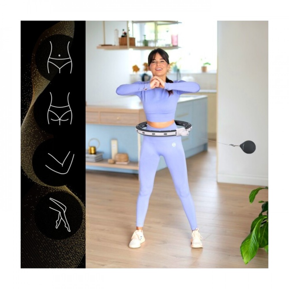 Masážní hula hoop HHM15 se závažím, magnety a počítadlem černá