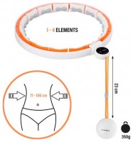 Masážní hula hoop HHM21 se závažím, magnety a počítadlem bílá/oranžová 