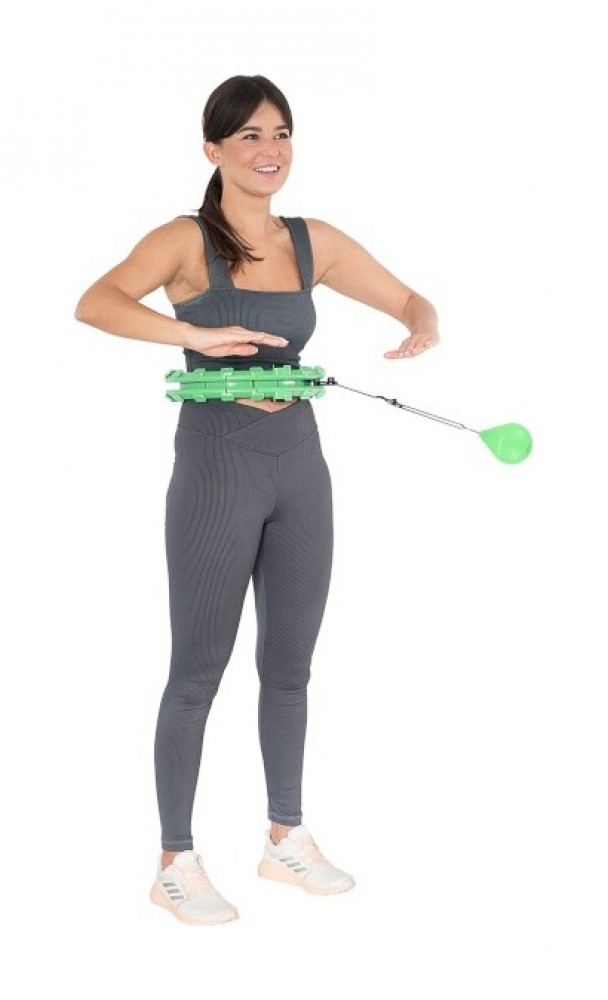 Sada masážní hula hoop HHW01 se závažím a zeštíhlujícícho pásu BR163 zelená