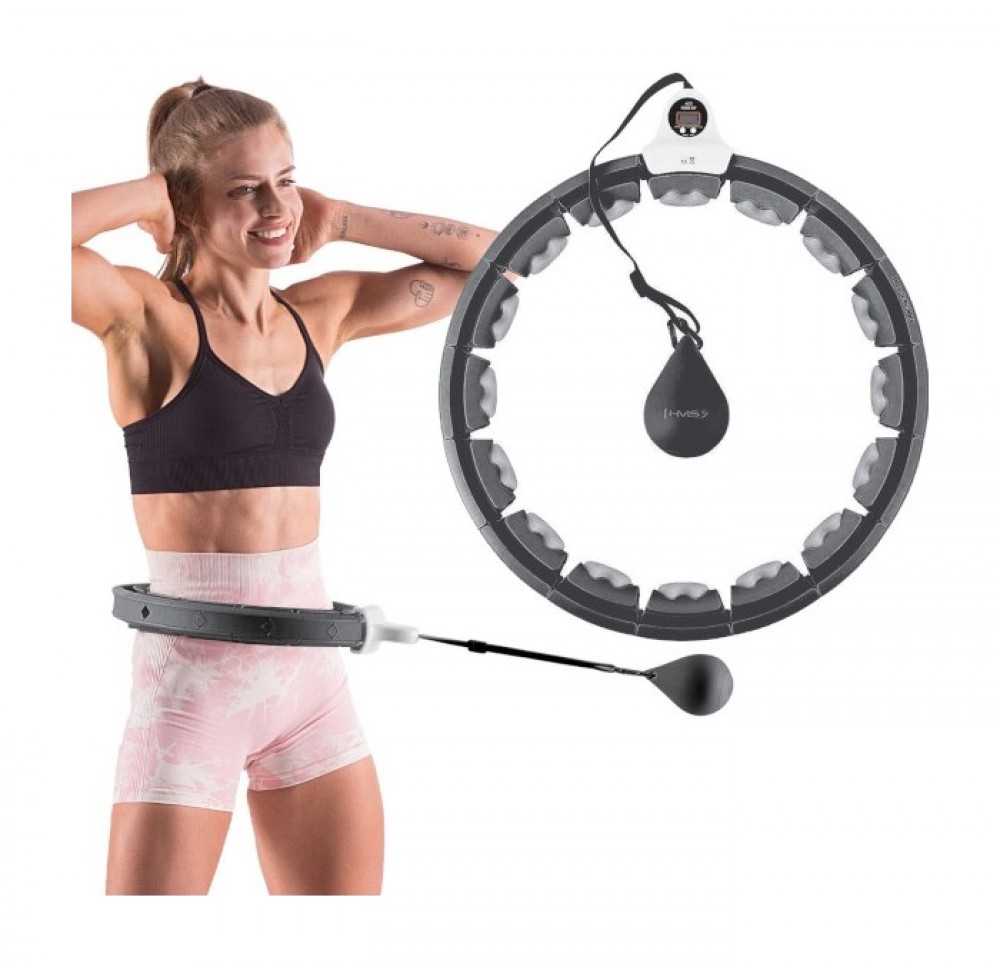 Sada masážní hula hoop HHW06 se závažím a počítadlem a zeštíhlujícího pásu BR163 černá