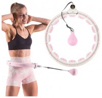 Sada masážní hula hoop HHW06 se závažím a počítadlem a zeštíhlujícího pásu BR163 růžová 