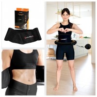 Sada masážní hula hoop HHM13 se závažím, magnety a počítadlem a zeštíhlujícího pásu BR163 černá 