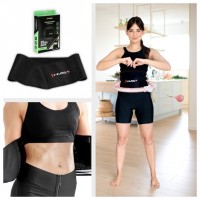 Sada masážní hula hoop HHM15 růžová se závažím, magnety a počítadlem a zeštíhlujícího pásu BR163 PLUS SIZE 