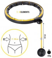 Sada masážní hula hoop se závažím HHM21 a zeštíhlujícího pásu BR1313 černá/žlutá 