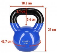 Kettlebell pokrytý vinylem KN 10 kg, modrý 