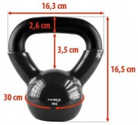 Kettlebell pokrytý vinylem KNV04 4 kg, černý 
