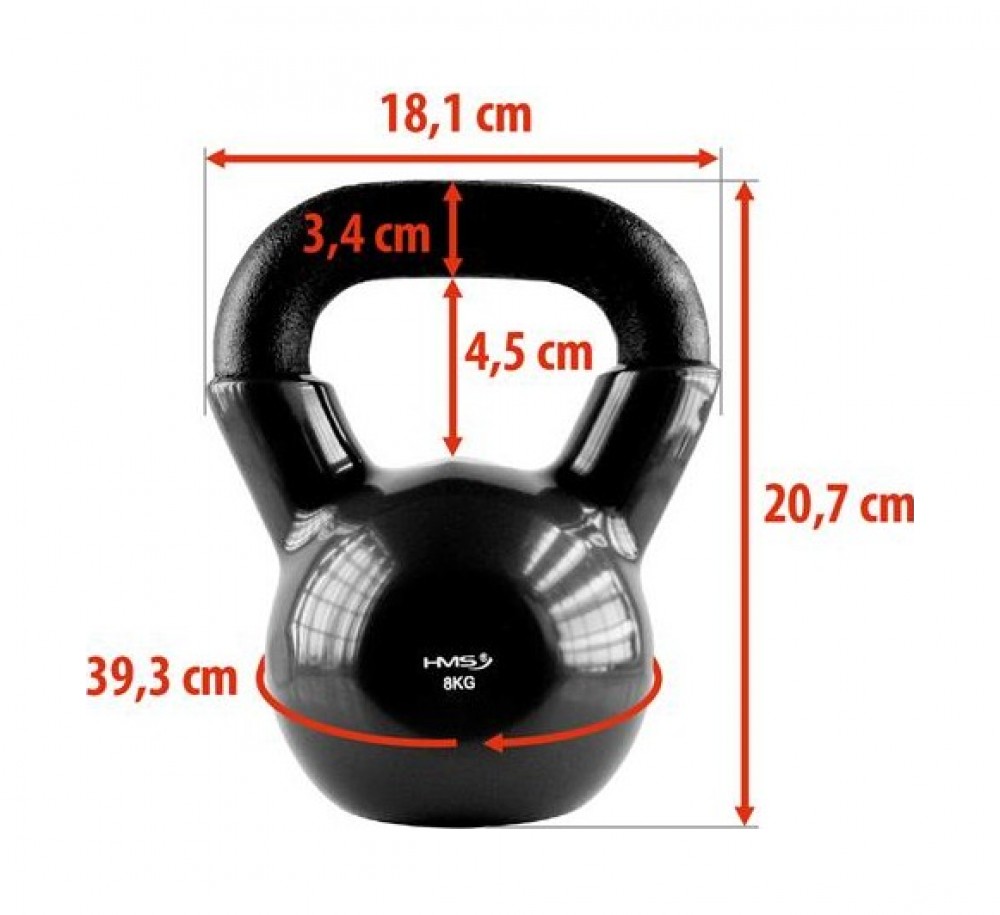 Kettlebell pokrytý vinylem KNV08 8 kg, černý