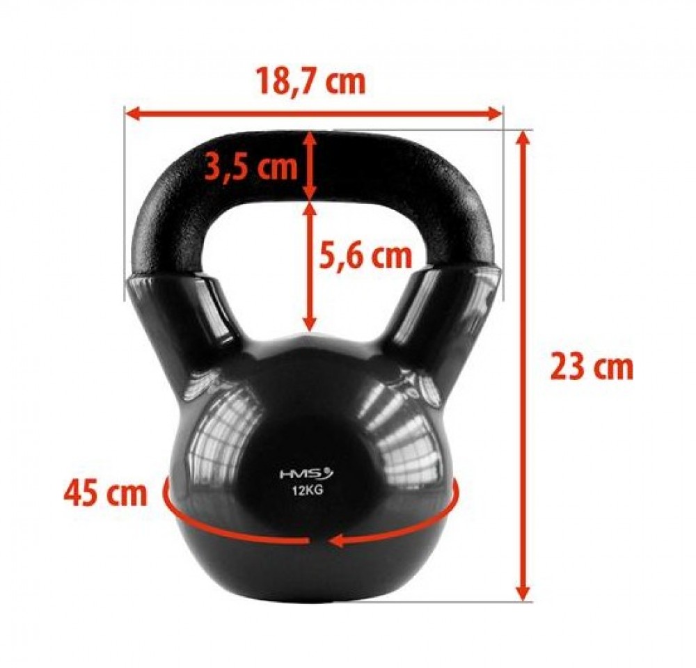 Kettlebell pokrytý vinylem KNV12 12 kg, černý