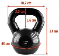 Kettlebell pokrytý vinylem KNV12 12 kg, černý 