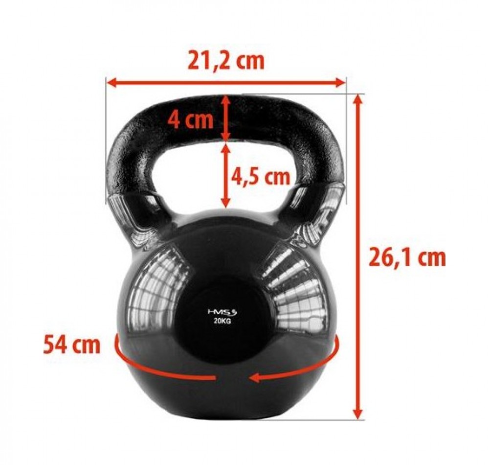 Kettlebell pokrytý vinylem KNV20 20 kg, černý