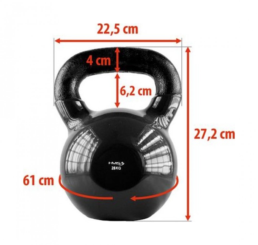 Kettlebell pokrytý vinylem KNV28 28 kg, černý