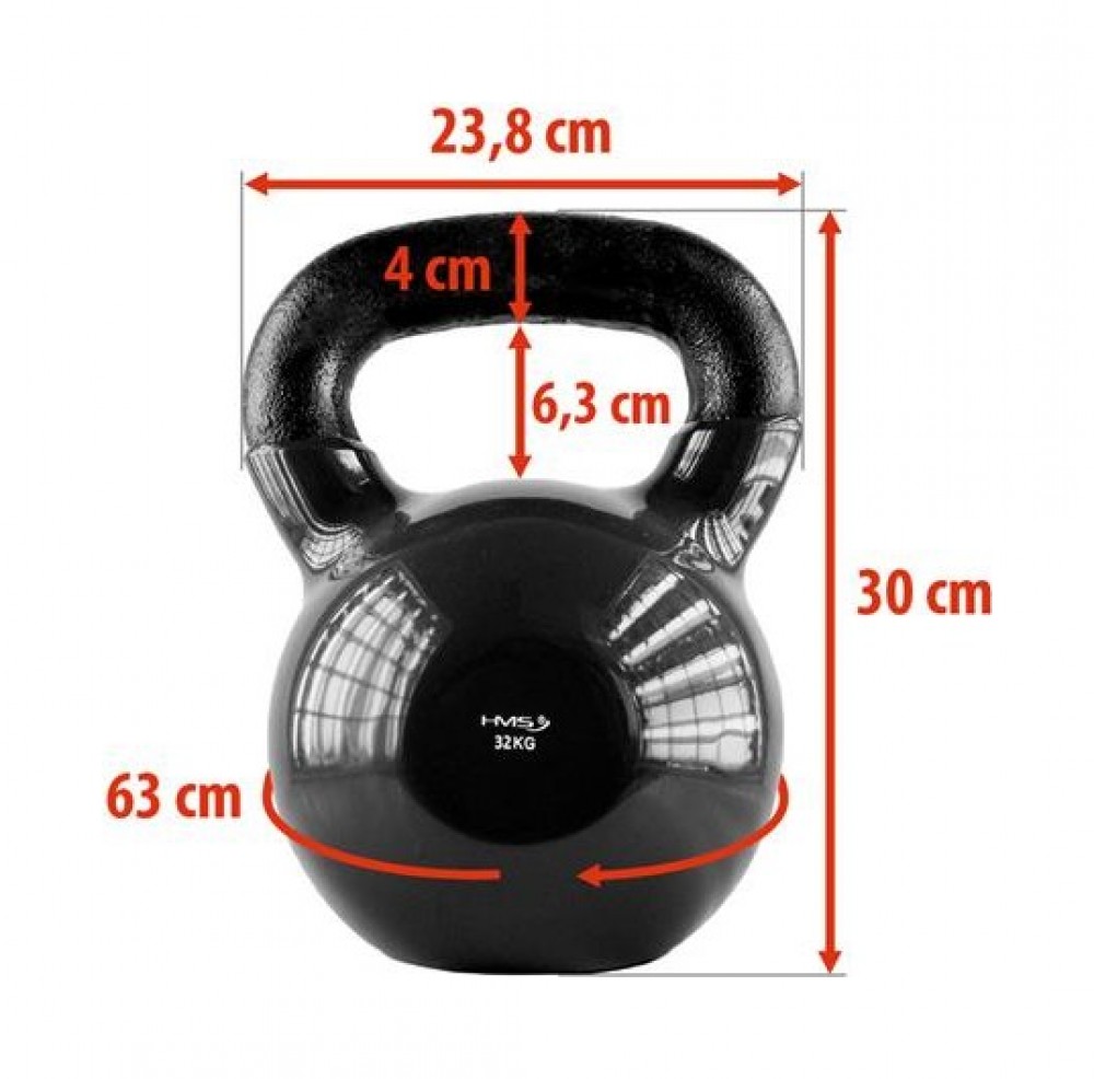 Kettlebell pokrytý vinylem KNV32 32 kg, černý