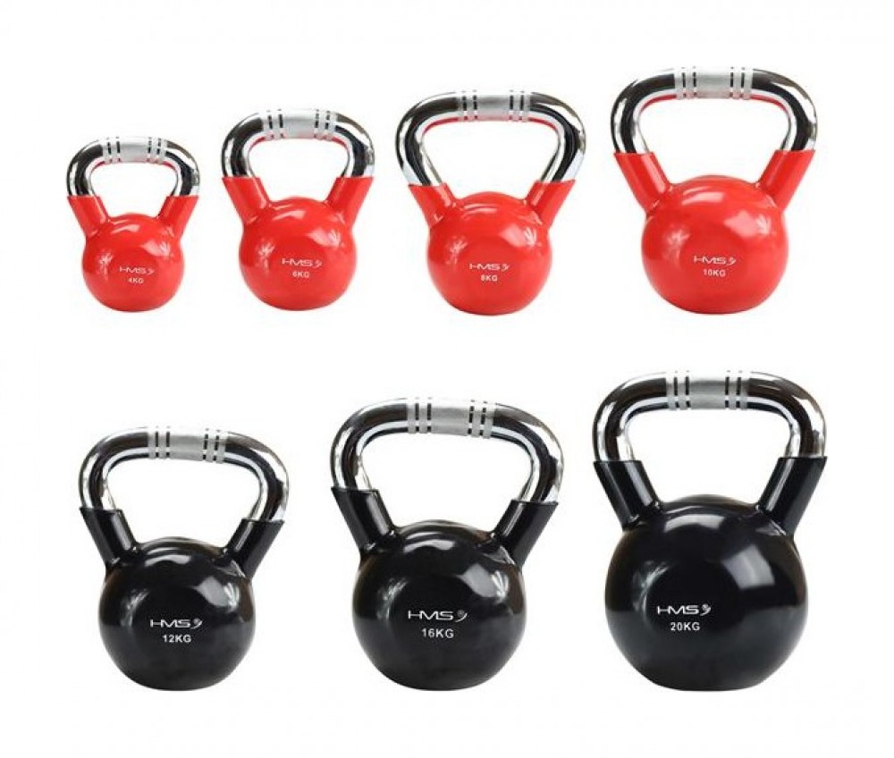 Kettlebell s chromovaným úchopem KTC 10 kg červený