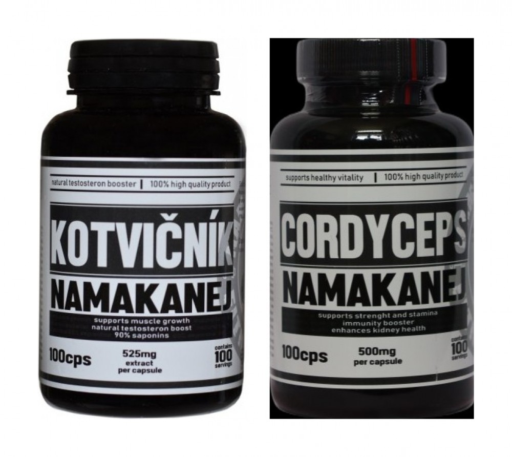 Kotvičník zemní 90% 100 kapslí + Namakanej Cordyceps 100 kapslí