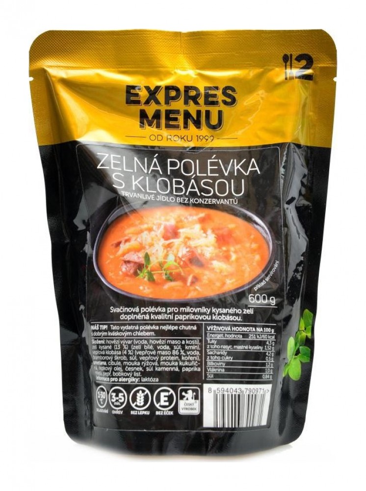 Zelná polévka s klobásou 600g