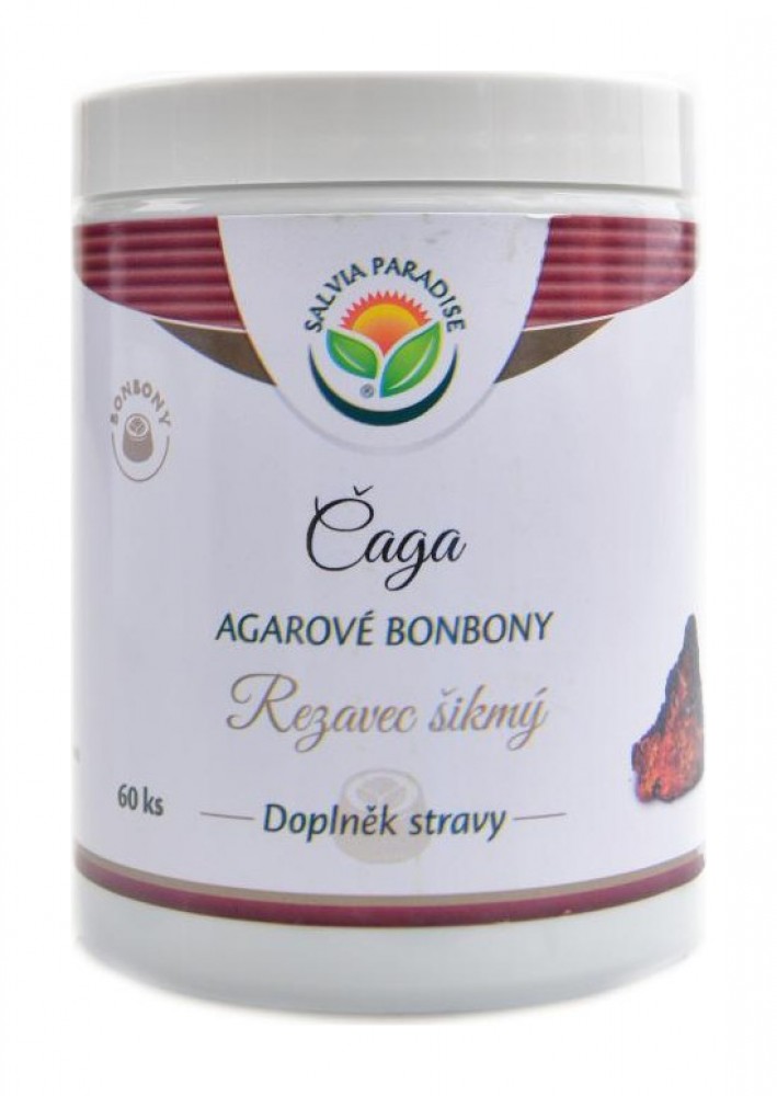 Čaga rezavec šikmý agarové bonbony 60 ks Inonotus obliquus