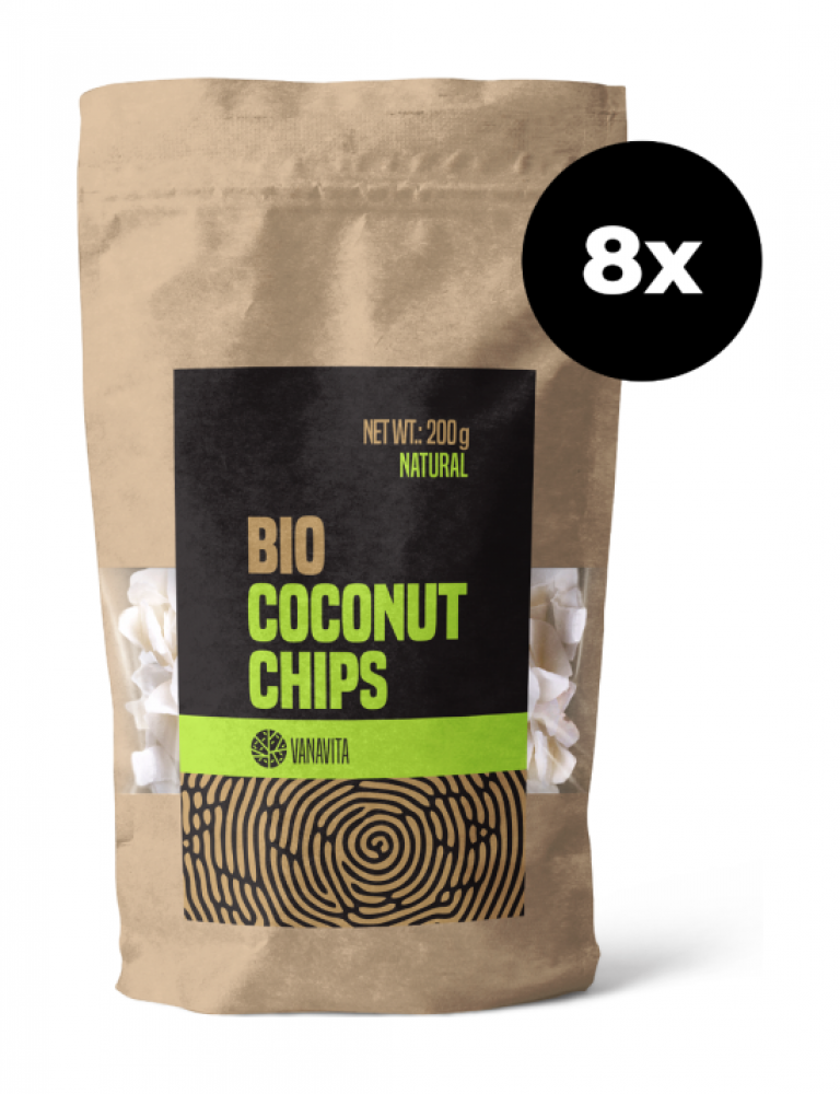 BIO Kokosové čipsy natural - VanaVita 8 x 200 g