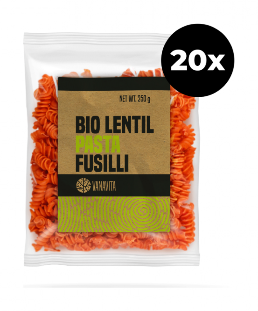 BIO Těstoviny z čočky - vřetena - VanaVita 20 x 250 g