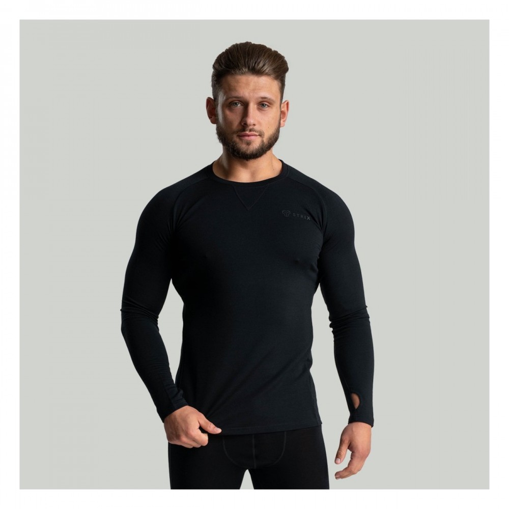 Tričko s dlouhým rukávem MERINO I Black - STRIX 