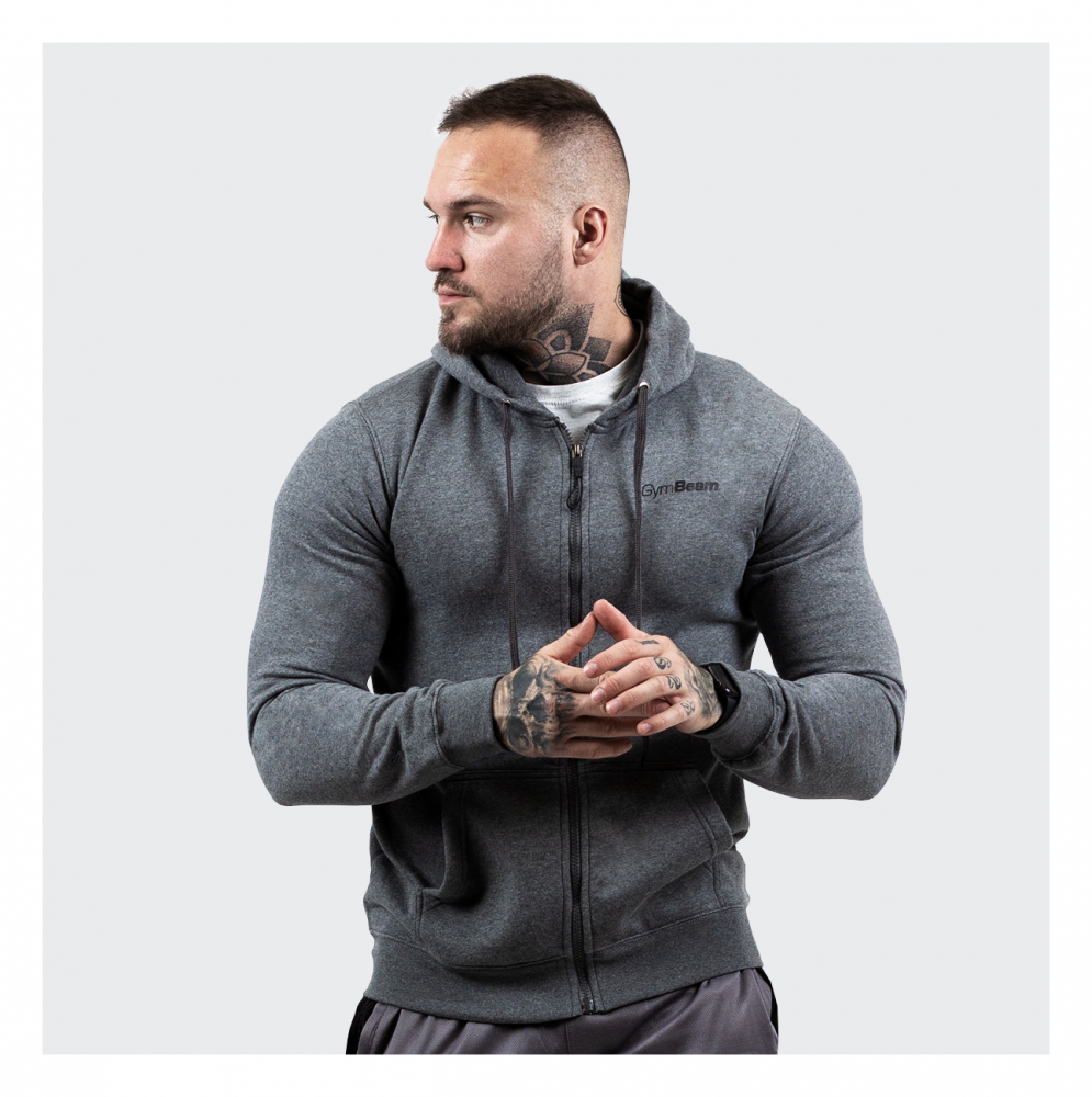 Mikina Zipper Hoodie Grey Black 
