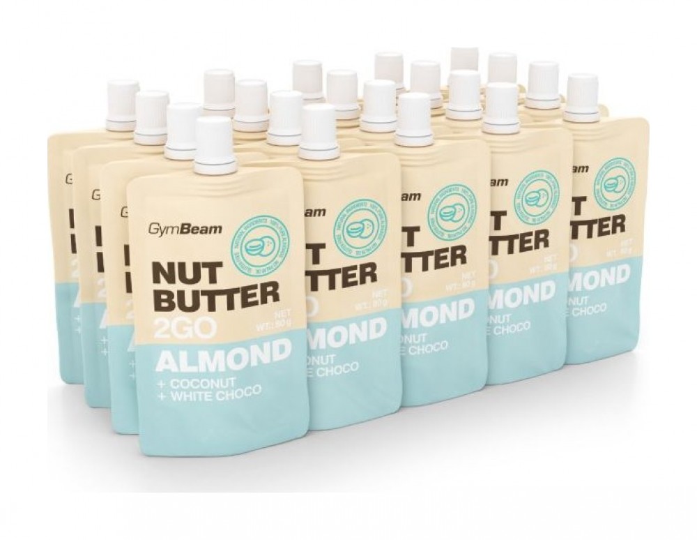Mandlové máslo 2GO - mandlové máslo s kokosem a bílou čokoládou 20 x 80 g