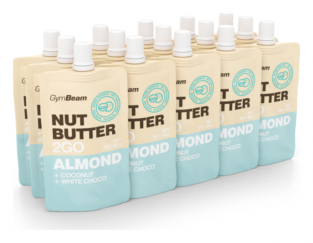 Ořechové máslo 2GO - mandlové máslo s kokosem a bílou čokoládou 15 x 80 g