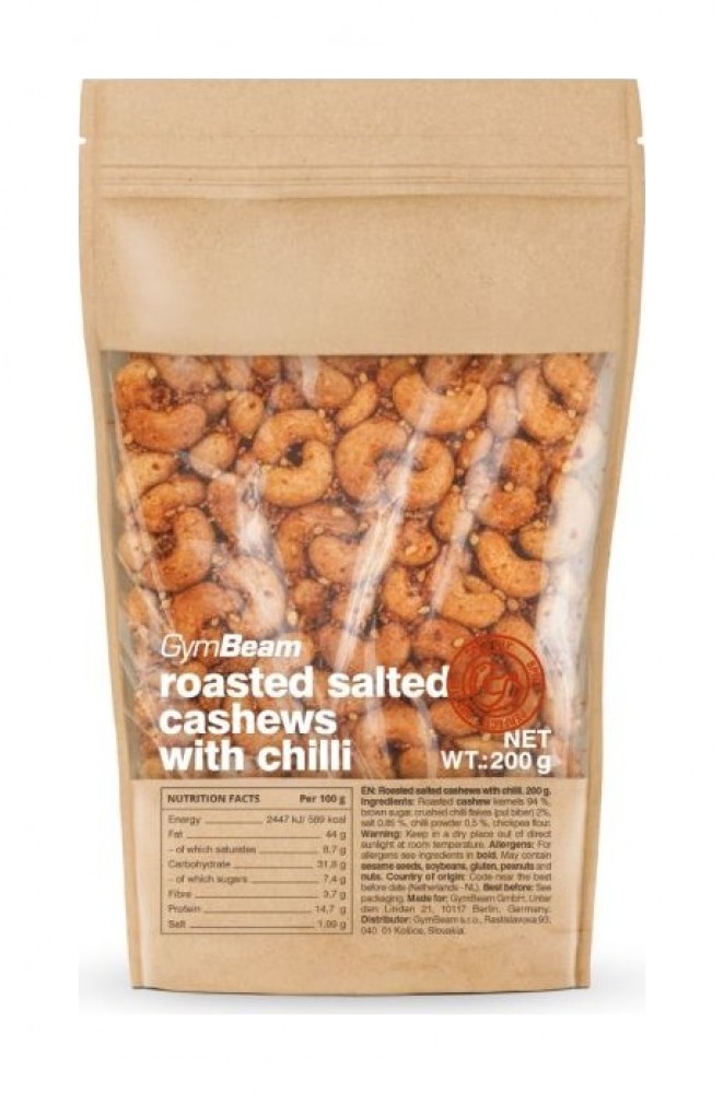 Pražené solené kešu ořechy s chilli 200 g